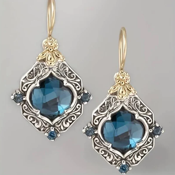 Blue Crystal Earrings in Gold and Silver