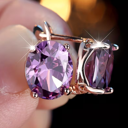Rose Gold Amethyst Stud Earrings