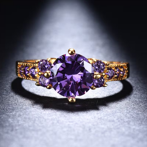 Gold Amethyst Cluster Ring