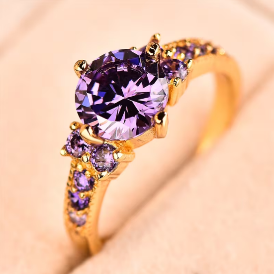 Gold Amethyst Cluster Ring