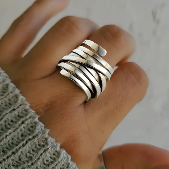 Silver Multi Band Wrap Ring