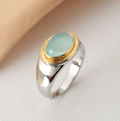 Silver and Gold Bezel Cabochon Ring