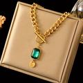 Gold Emerald Chain Necklace