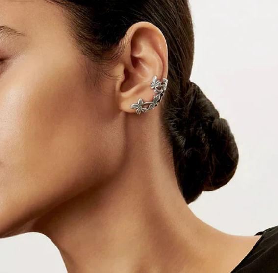 Vintage Silver Leaf Earrings