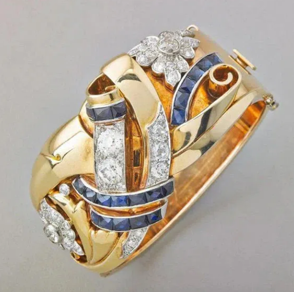 Vintage Gold Blue Zirconia Ring