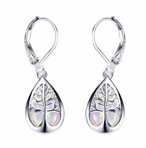 Tree of Life Earrings made of Opal and Silver