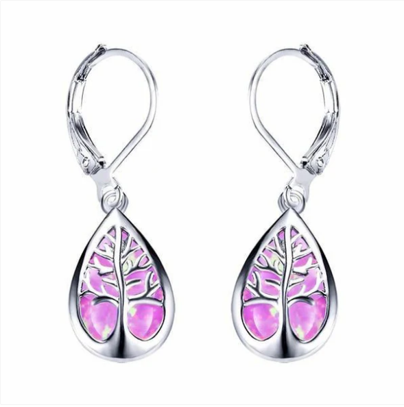 Tree of Life Earrings made of Opal and Silver