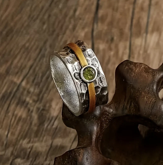 Silver and Gold Rustic Band Ring
