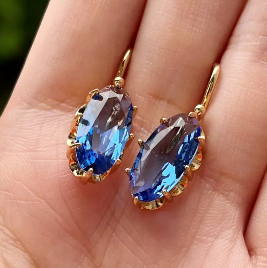 Gold Sapphire Drop Earrings