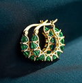 Gold Emerald Lattice Hoop Earrings