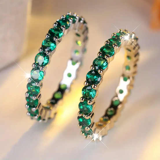 Gold Emerald Eternity Ring