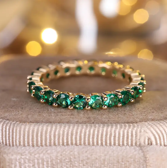 Gold Emerald Eternity Ring