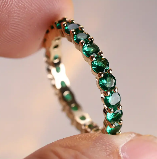 Gold Emerald Eternity Ring