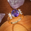Gold Amethyst Split Shank Ring