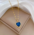 Gold Sapphire Heart Necklace