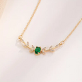 Gold Emerald Minimalist Necklace