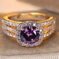 Gold Amethyst Halo Ring