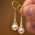 Gold Filigree Pearl Drop Earrings