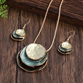 Vintage Blue Layered Stone Set (Necklace+Earrings)