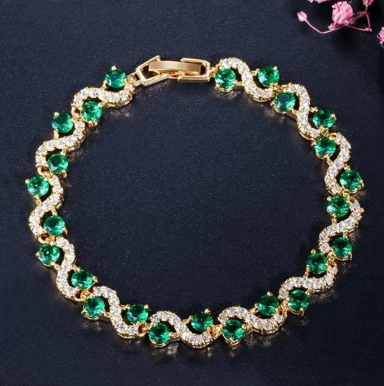 Gold Emerald Halo Bracelet