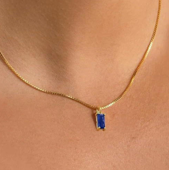 Gold Sapphire Minimalist Necklace