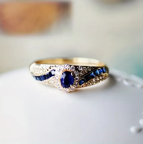 Gold Sapphire Band Ring