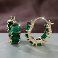 Gold Emerald Chunky Hoop Earrings