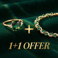 1+1 Offer: Fiora Emmeranthe Bracelet + Green zirconia ring in gold