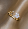 Gold Floral and Leaf Open Ring