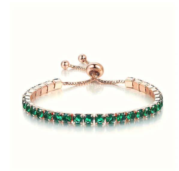 Gold Emerald Adjustable Tennis Bracelet