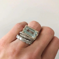 Vintage silver turquoise glass ring set
