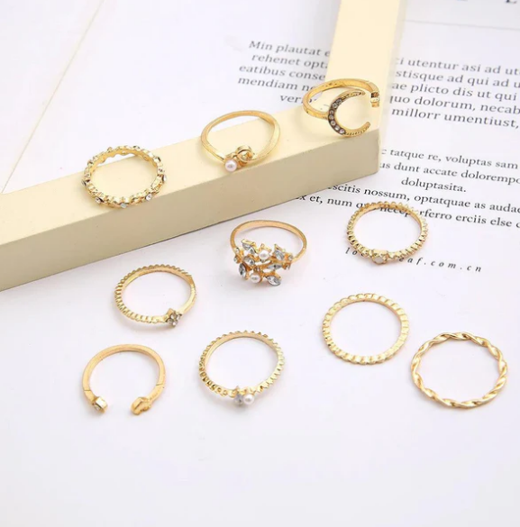 10-Pack Bohemian Silver and Gold-Plated Rings