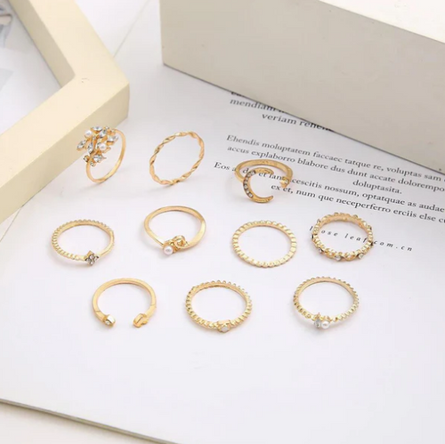 10-Pack Bohemian Silver and Gold-Plated Rings