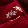 Gold Amethyst Leaf Ring
