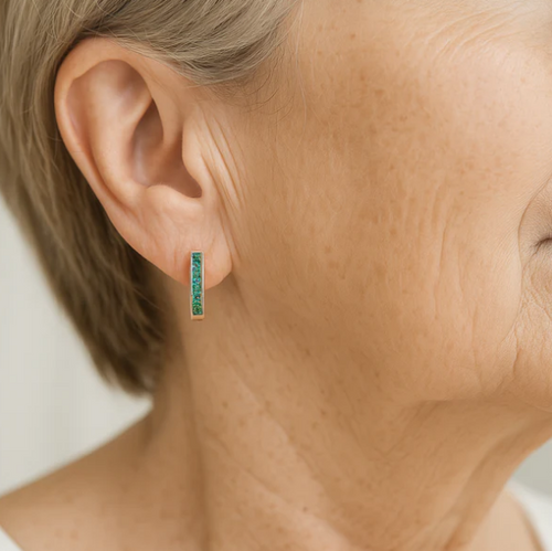Emerald diamond earrings in gold