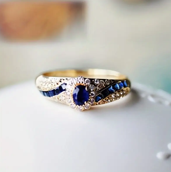 Gold Sapphire Band Ring