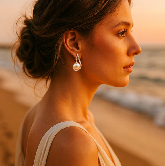 Lorelei | Buttoned earrings with pearl