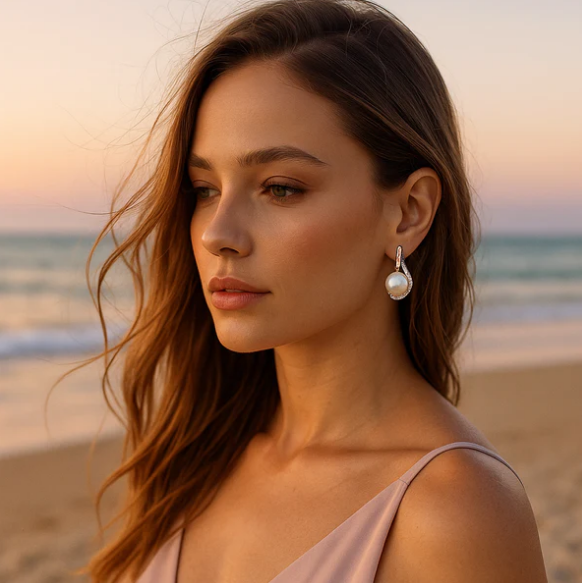 Lorelei | Buttoned earrings with pearl