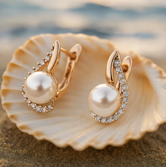 Lorelei | Buttoned earrings with pearl