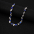Silver Sapphire Floral Link Bracelet