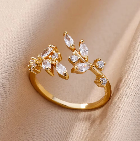 Gold Open Leaf Ring