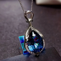 Silver Sapphire Teardrop Necklace