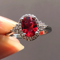 Silver Ruby Halo Ring