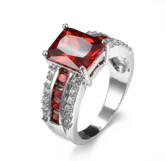 Silver Ruby Split-Shank Ring
