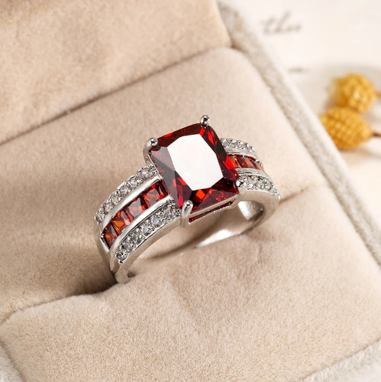 Silver Ruby Split-Shank Ring