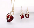Gold Ruby Twisted Heart Jewelry Set