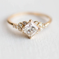 Gold Square Solitaire Ring