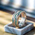 Turquoise Silvered Waves Ring