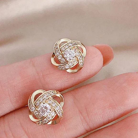 Flower Spiral Cross Earrings