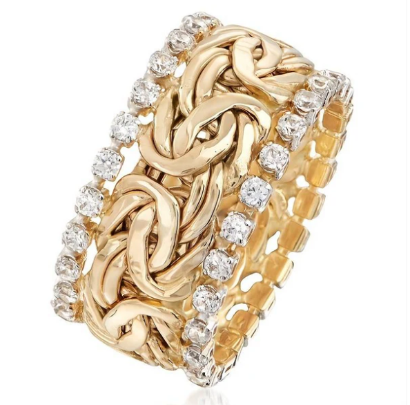 Vintage Gold Braided Zirconia Ring